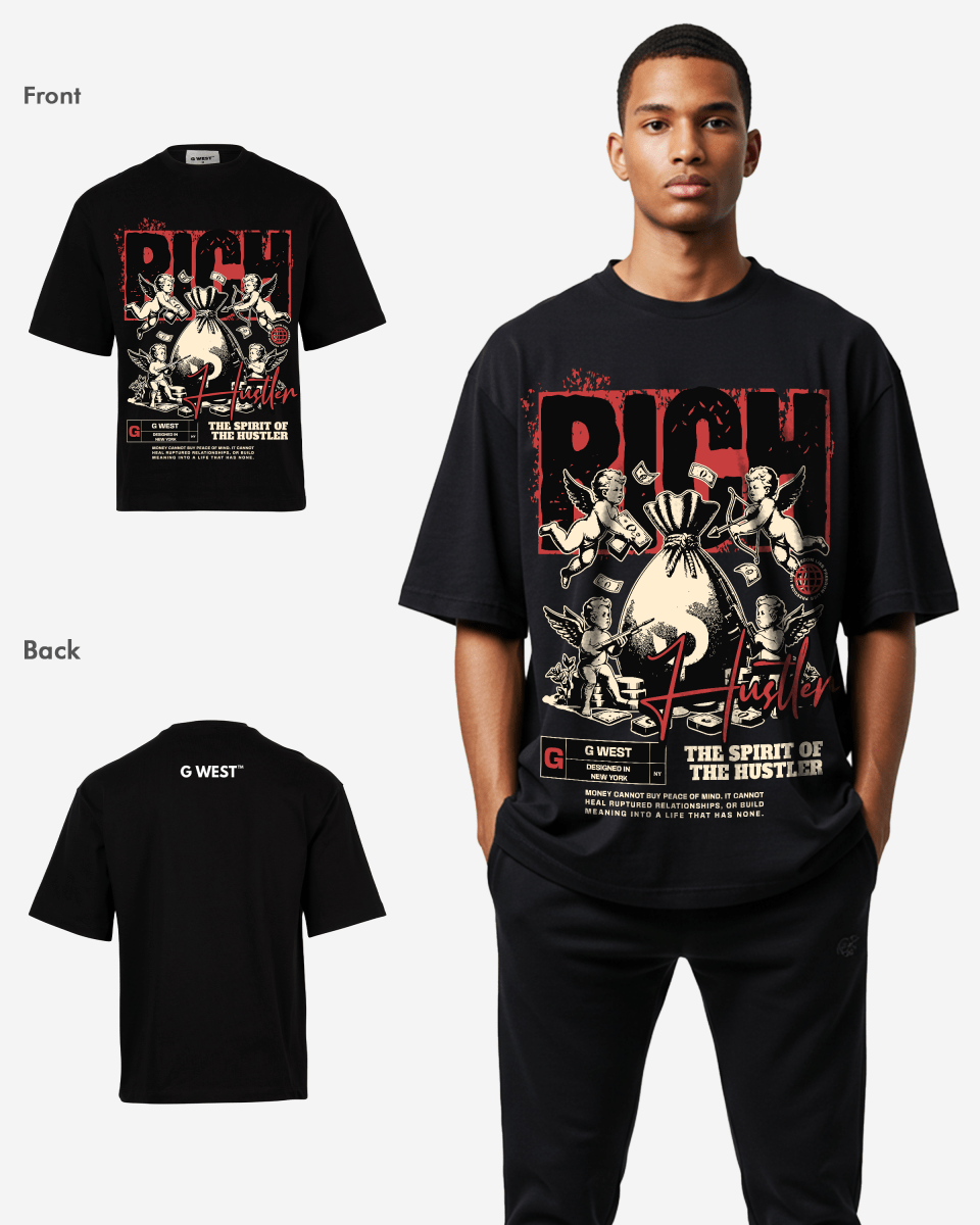 Black G West Rich Hustler oversized T-shirt - product image 2