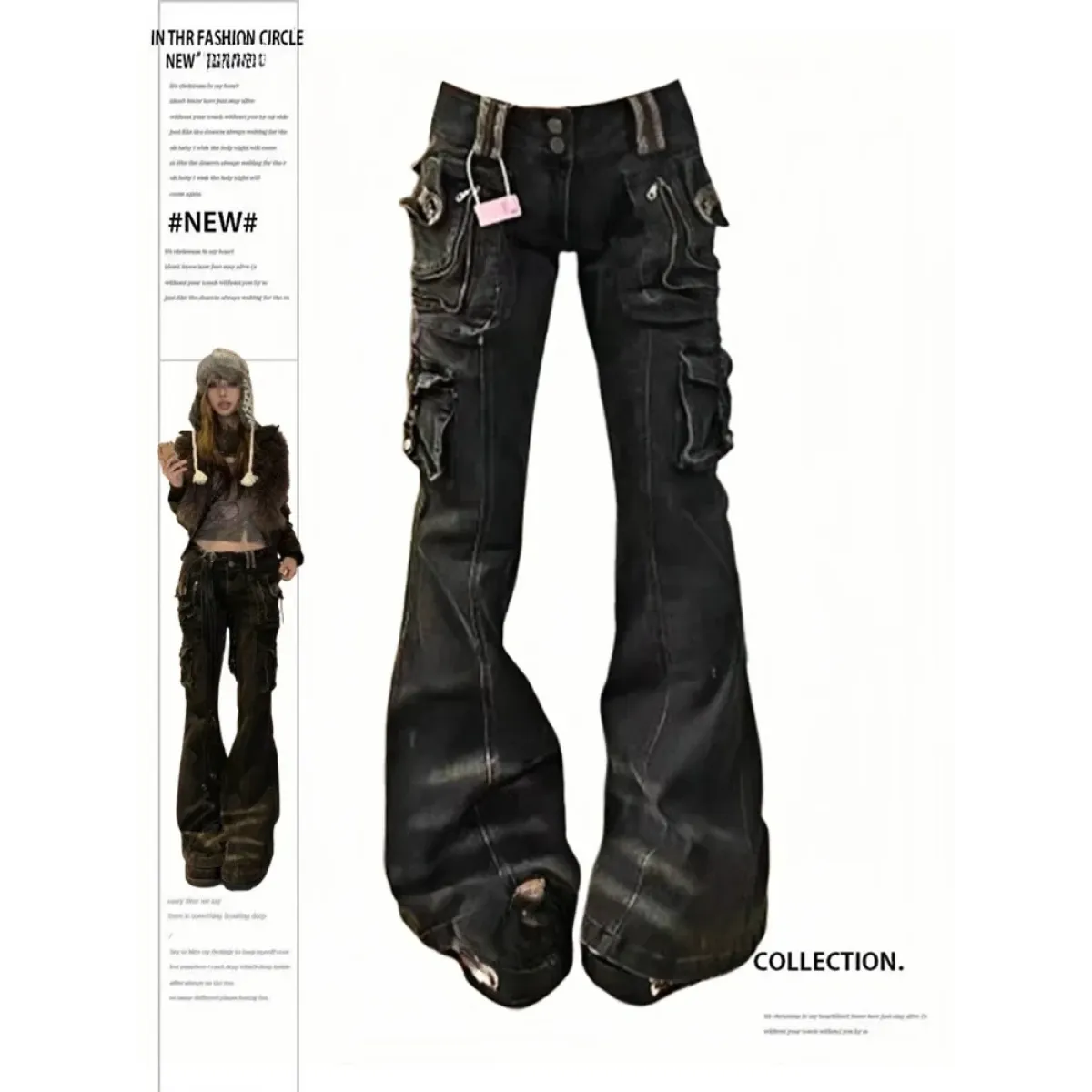 Grunge Harajuku Y2K Cargo Jeans – Cyberpunk Gyaru Pants