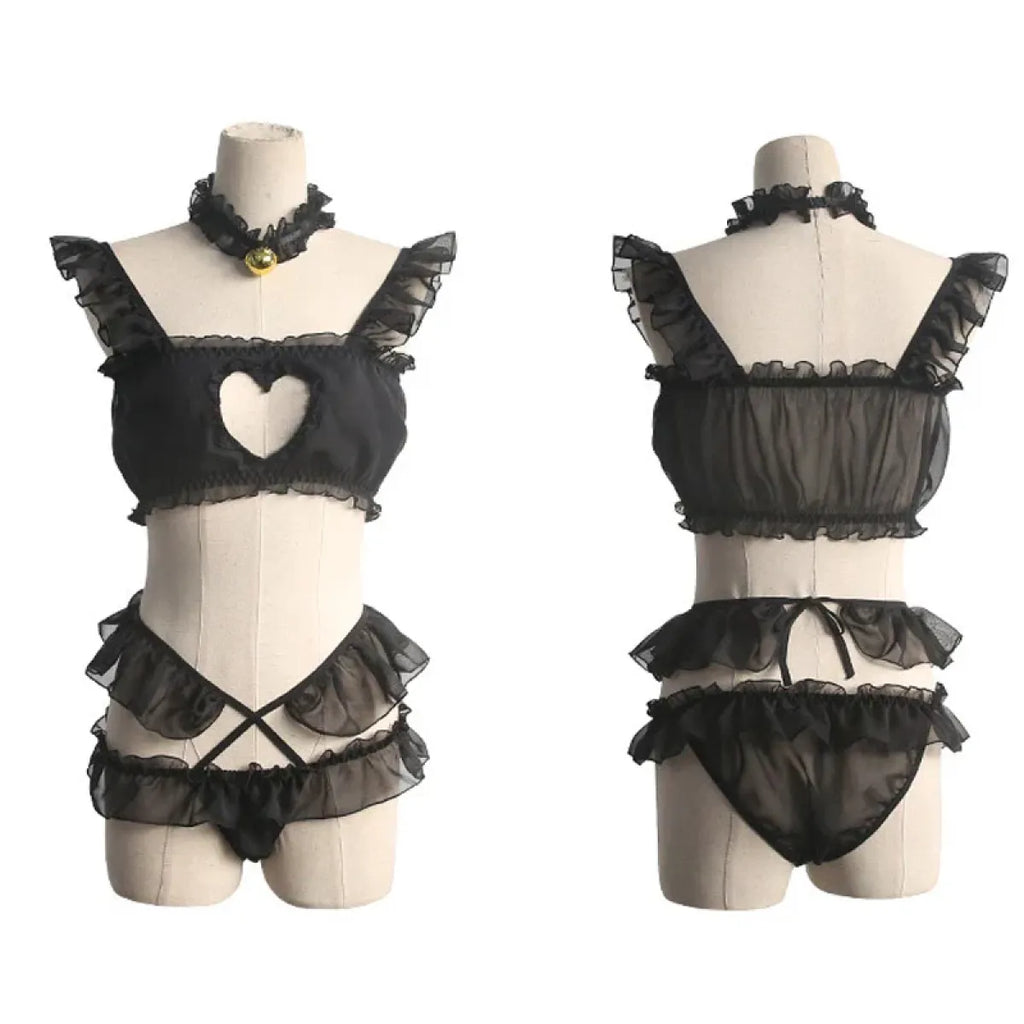 Sexy Lolita Heart Hollow-Out Lingerie Set - product image 4