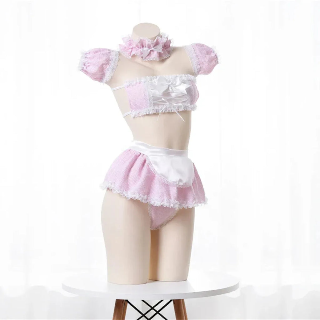 Kawaii Pink Apron Maid Lingerie Set