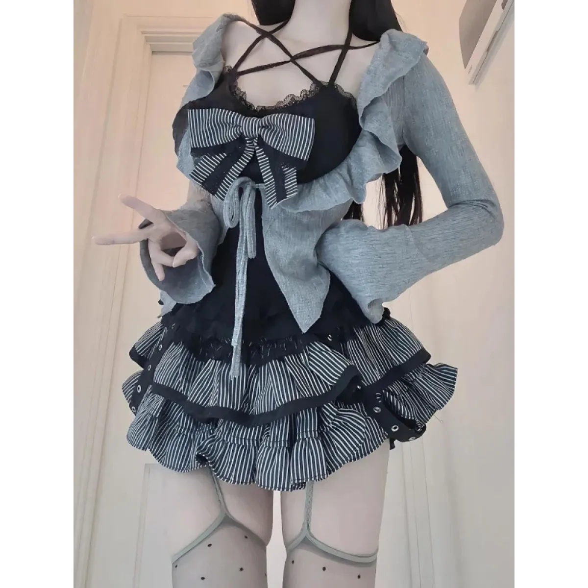 Women's Ruffle Cardigan & Skirt Set - product image 1
