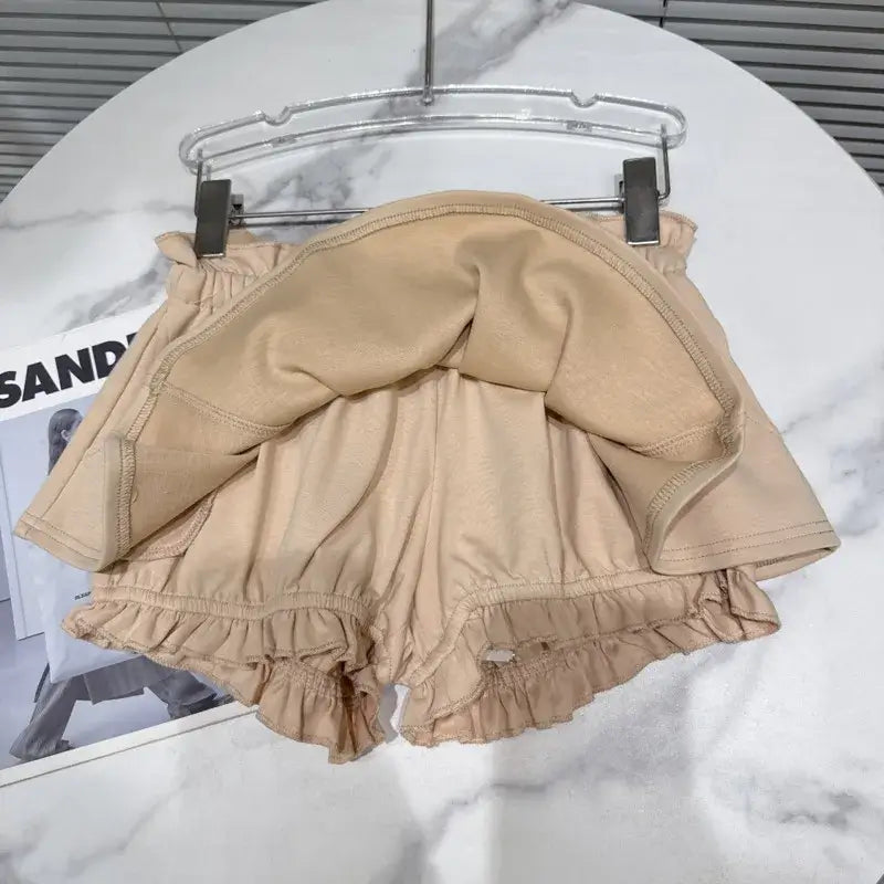 Layered Ruffle Drawstring Mini Skort
