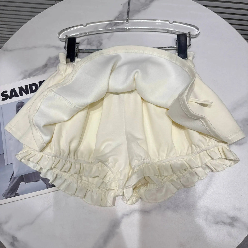 Layered Ruffle Drawstring Mini Skort