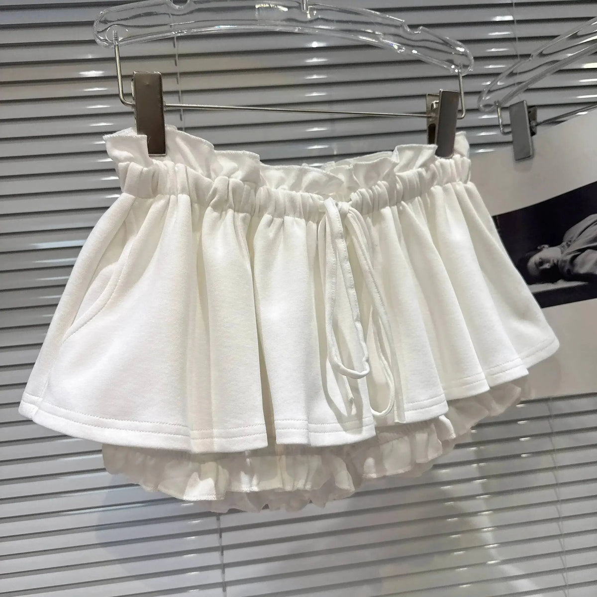 Layered Ruffle Drawstring Mini Skort