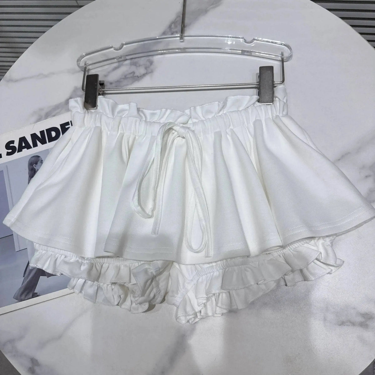 Layered Ruffle Drawstring Mini Skort