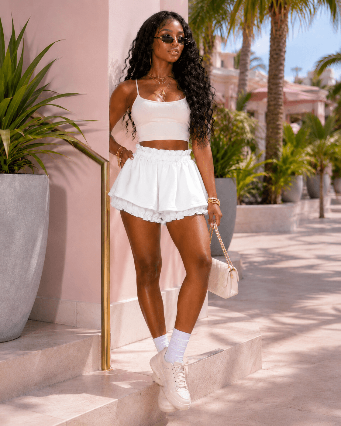 Layered Ruffle Drawstring Mini Skort