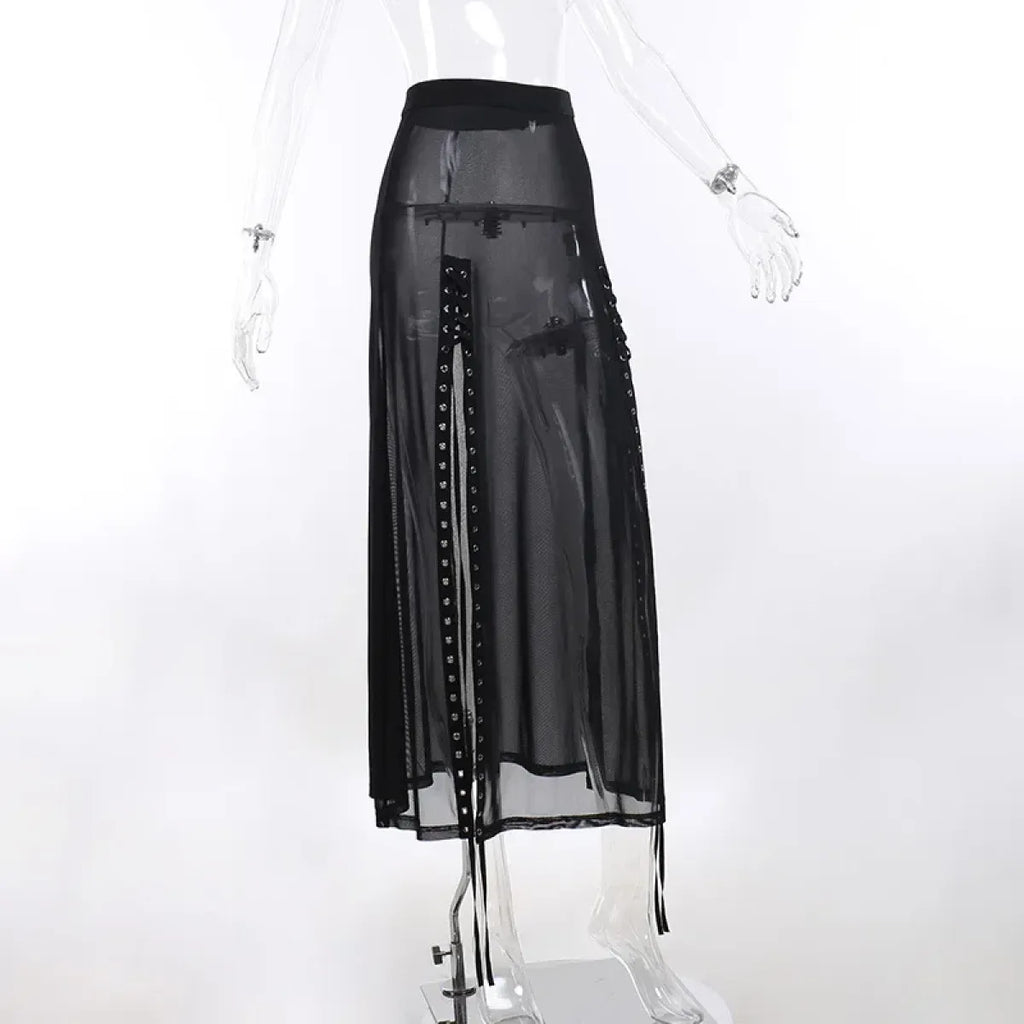 Punk Gothic Eyelet Mesh Skirt - product image 15