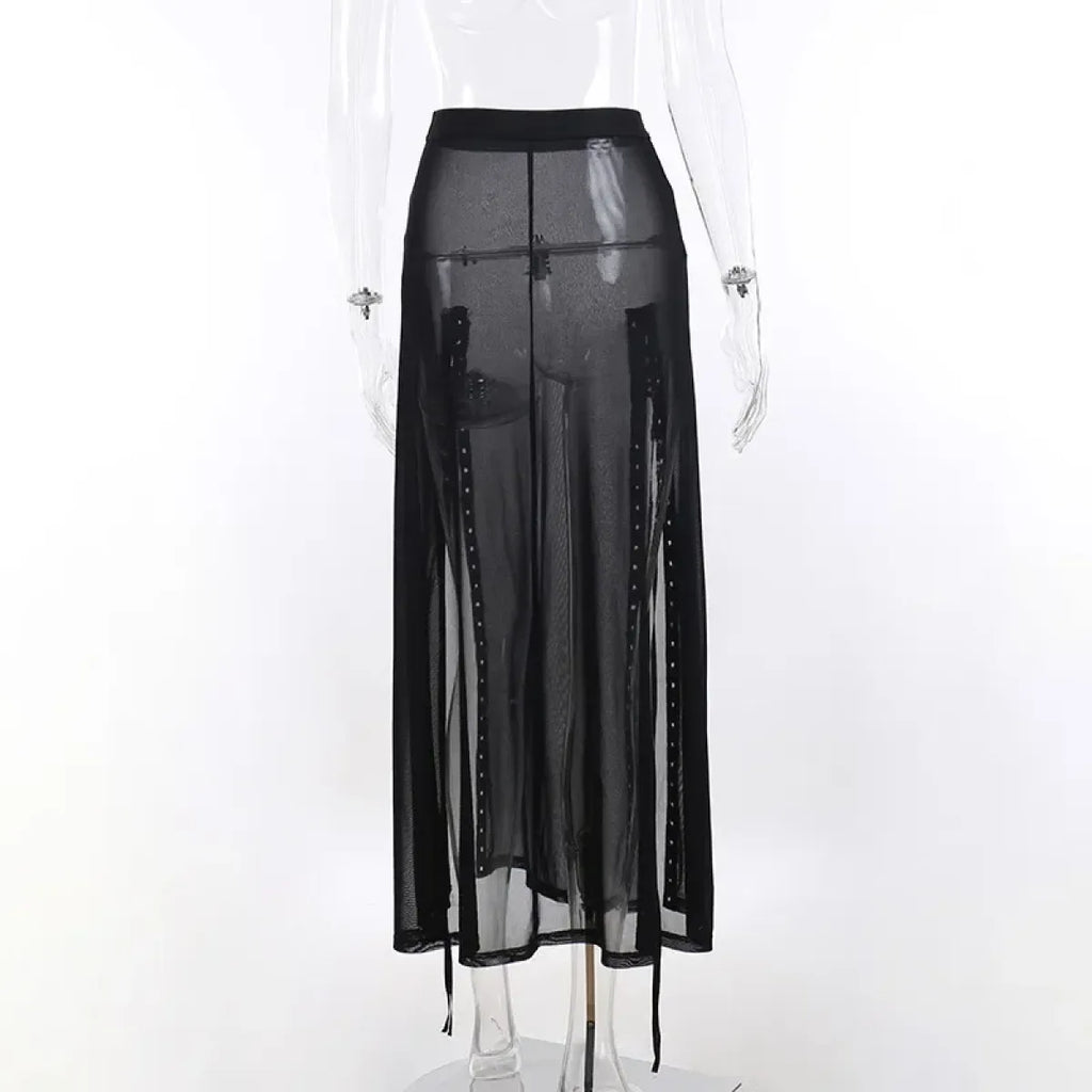 Punk Gothic Eyelet Mesh Skirt - product image 16