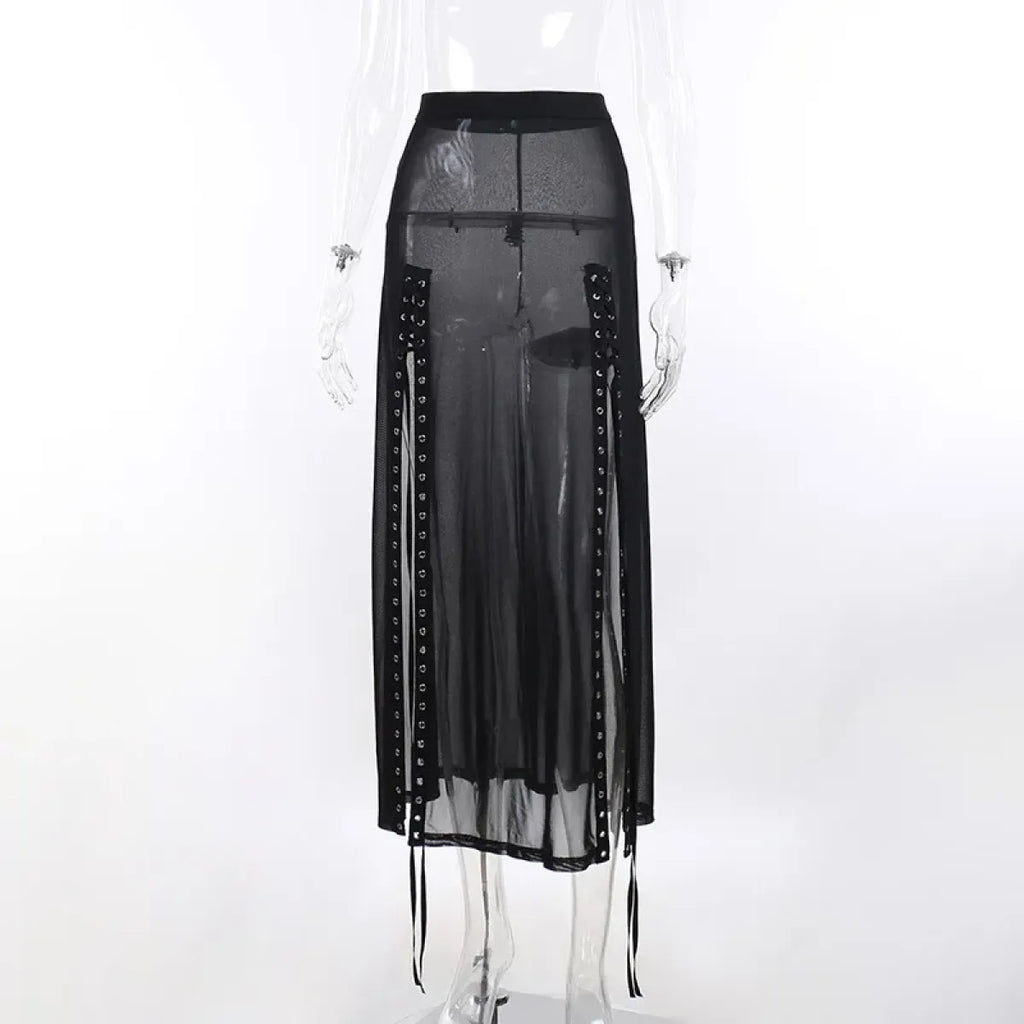 Punk Gothic Eyelet Mesh Skirt - product image 25