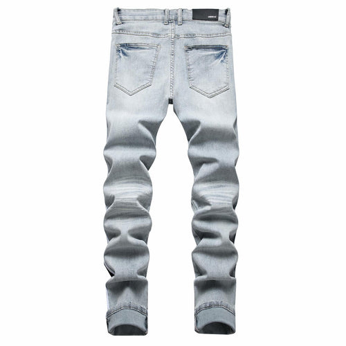 ABSECAI Men's Skinny Ripped Slim Fit Stretch Jeans Blue Size 34