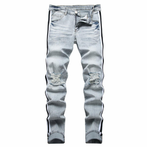 ABSECAI Men's Skinny Ripped Slim Fit Stretch Jeans Blue Size 34