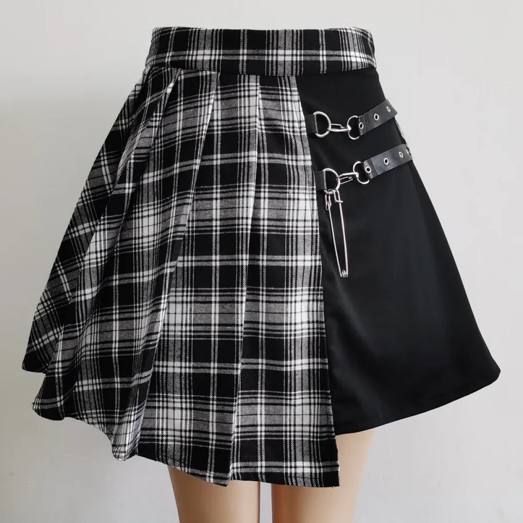 Women's Gothic Plaid Chain Mini Skirt - product image 1