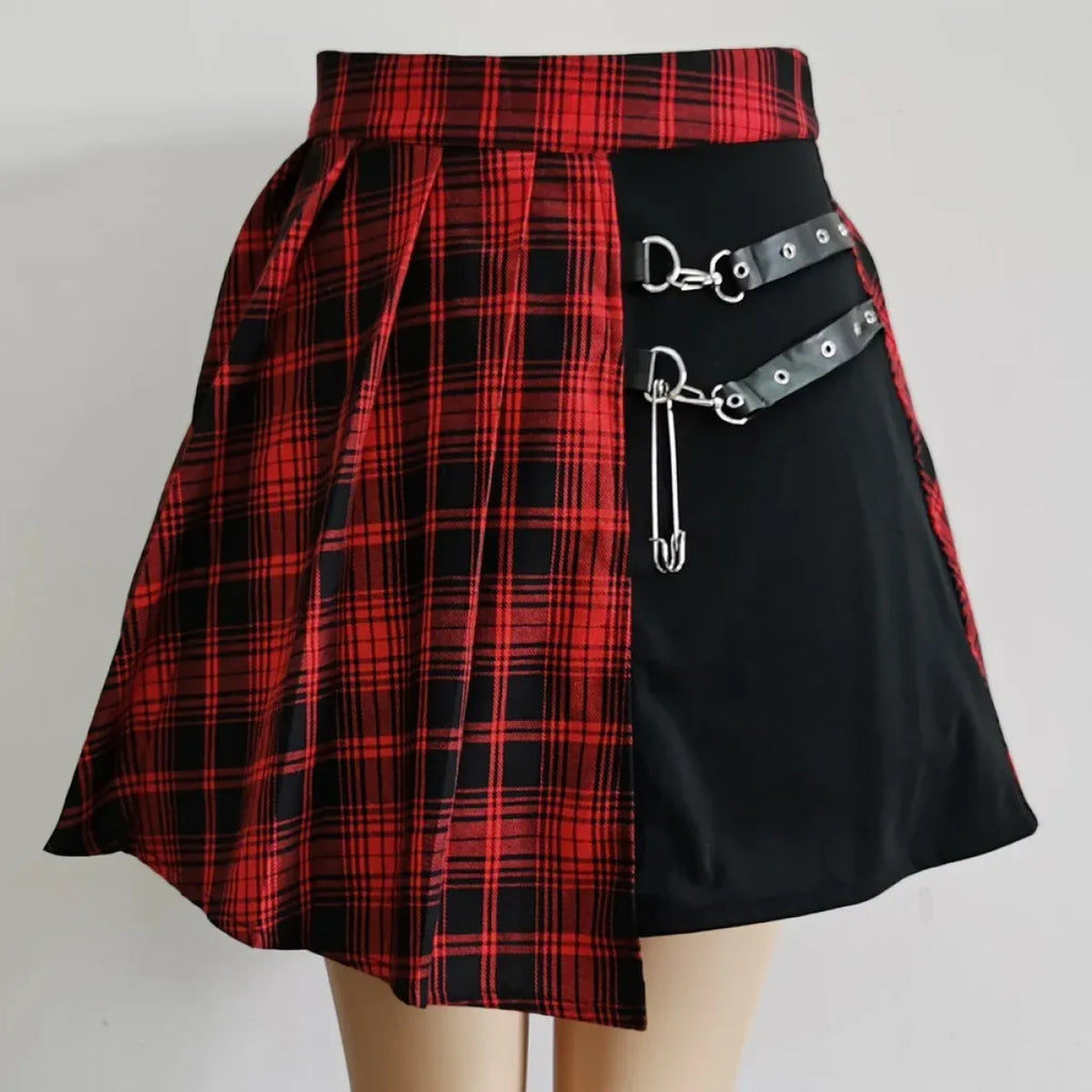 Women's Gothic Plaid Chain Mini Skirt - product image 7