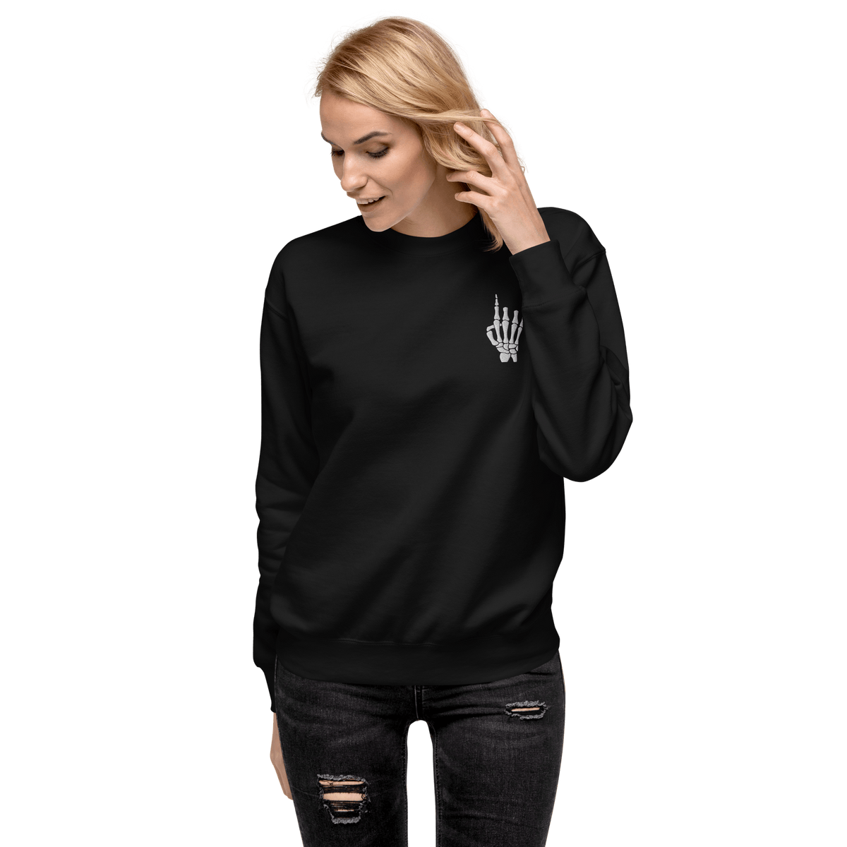 Rock On Skeleton Embroidered Sweatshirt - product image 15