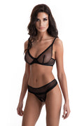 Amour Naughty Coquette Sheer Bra & Crotchless String Panty Set-0