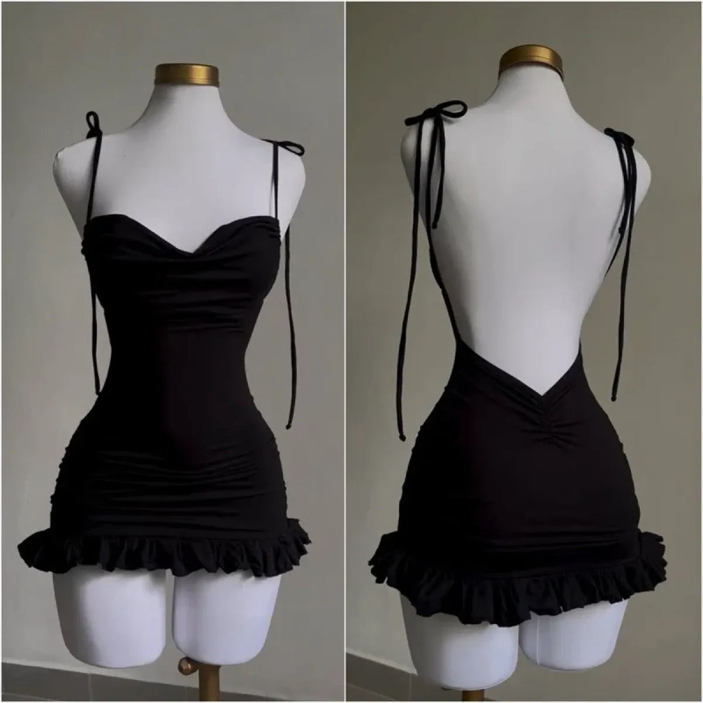 Women's Y2K Lace-Up Open-Back Mini Dress - product image 1
