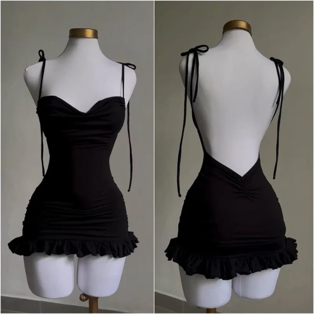 Women's Y2K Lace-Up Open-Back Mini Dress - product image 1