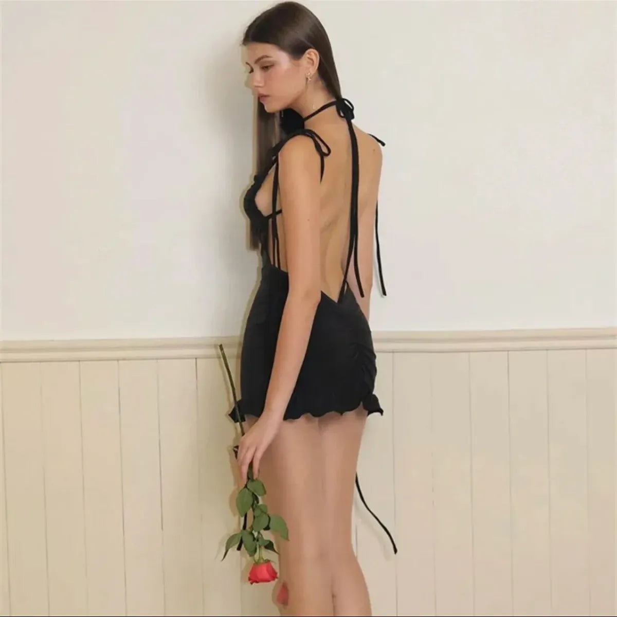 Women's Y2K Lace-Up Open-Back Mini Dress - product image 10