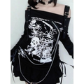 Women's Gothic Skull Off-Shoulder Tee - product image 1